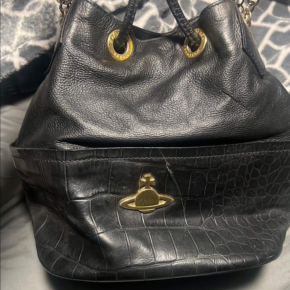 Vivienne Westwood Black Leather Tote Bag